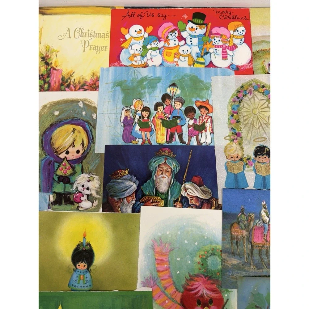 Vintage MCM Christmas Cards Fronts ONLY Mid Century Scrapbooking Crafts 50+
